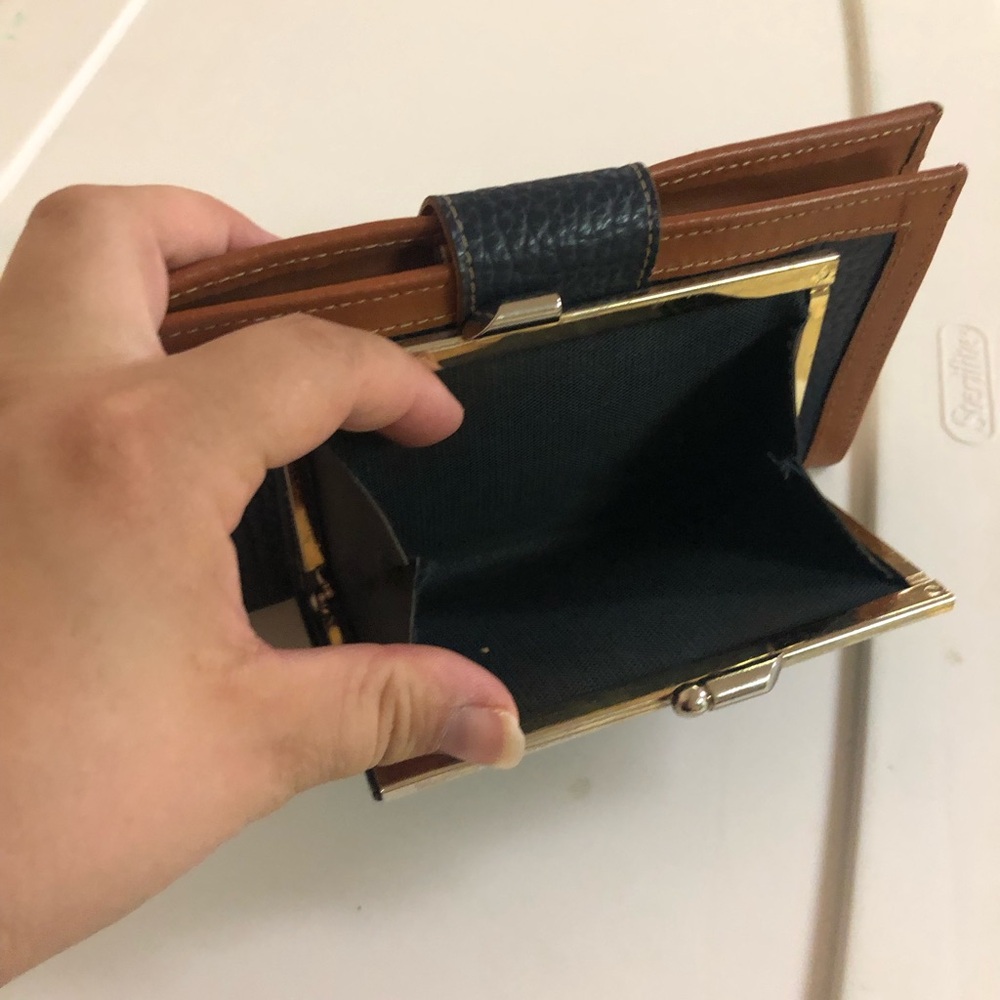 Dooney & Bourke Pebbled Leather Blue and Brown Wallet Checkbook - Picture 5 of 8